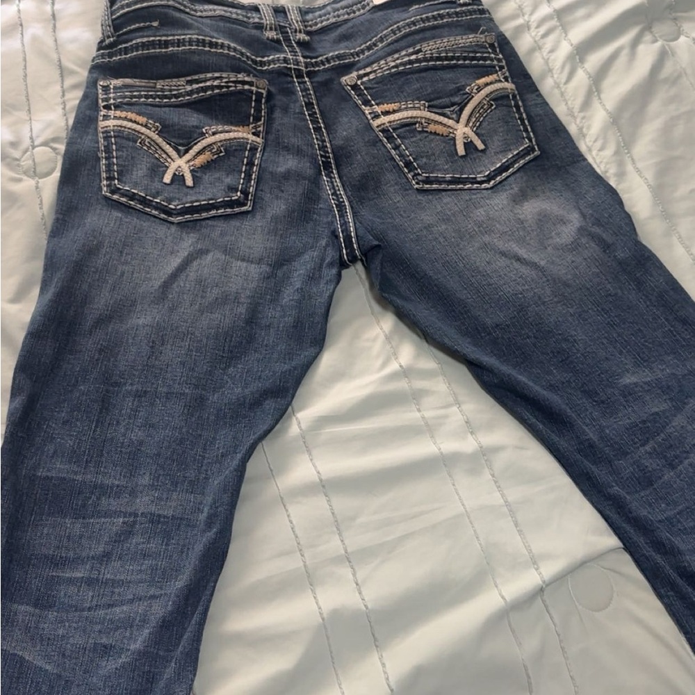 Stylish Blue Jeans with Embroidered Pockets